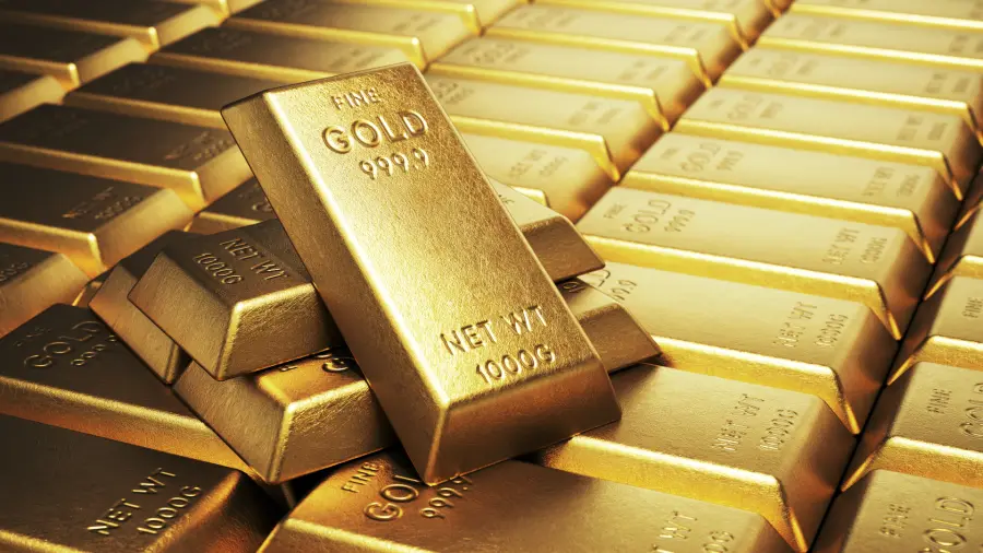 Stacked gold bullion bars